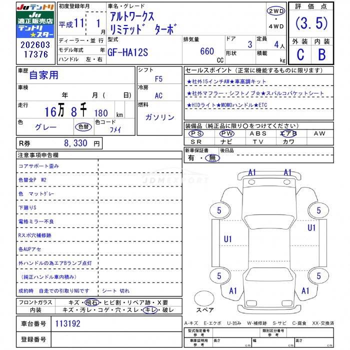 Suzuki Alto Works 1999 thumbnail 3