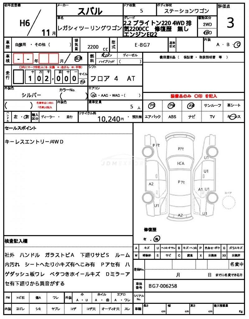 Subaru Legacy Touring Wagon 1994 thumbnail 21