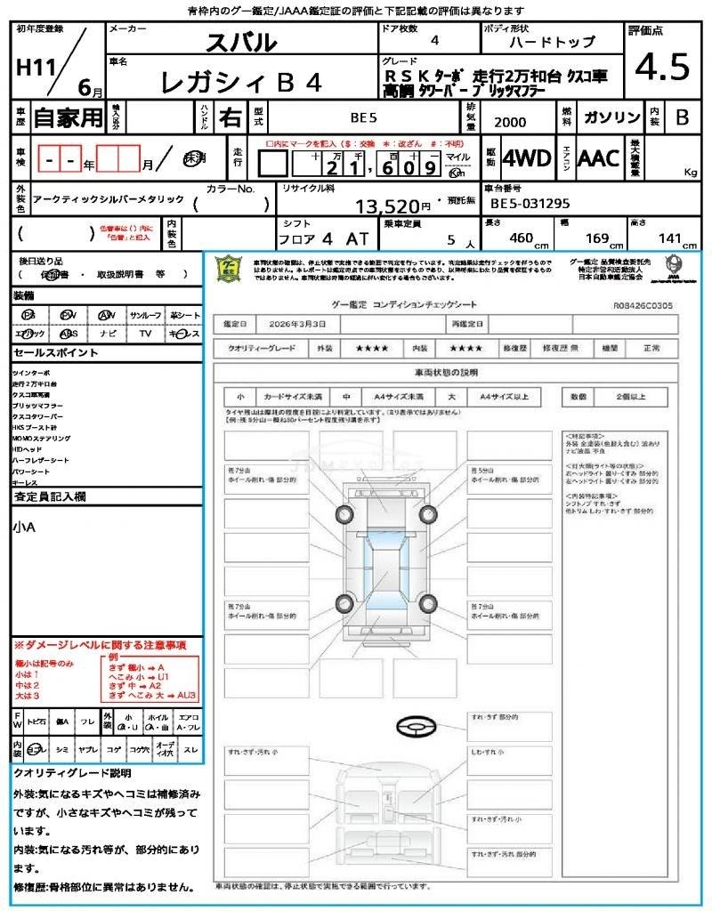 Subaru Legacy B4 1999 thumbnail 21