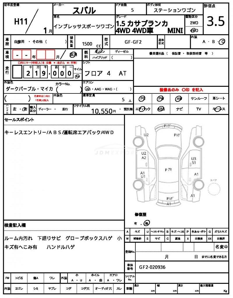 Subaru Impreza Sportswagon 1999 thumbnail 20