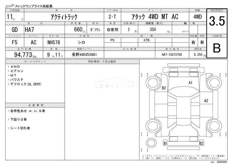 Honda Acty Truck 1999 thumbnail 3