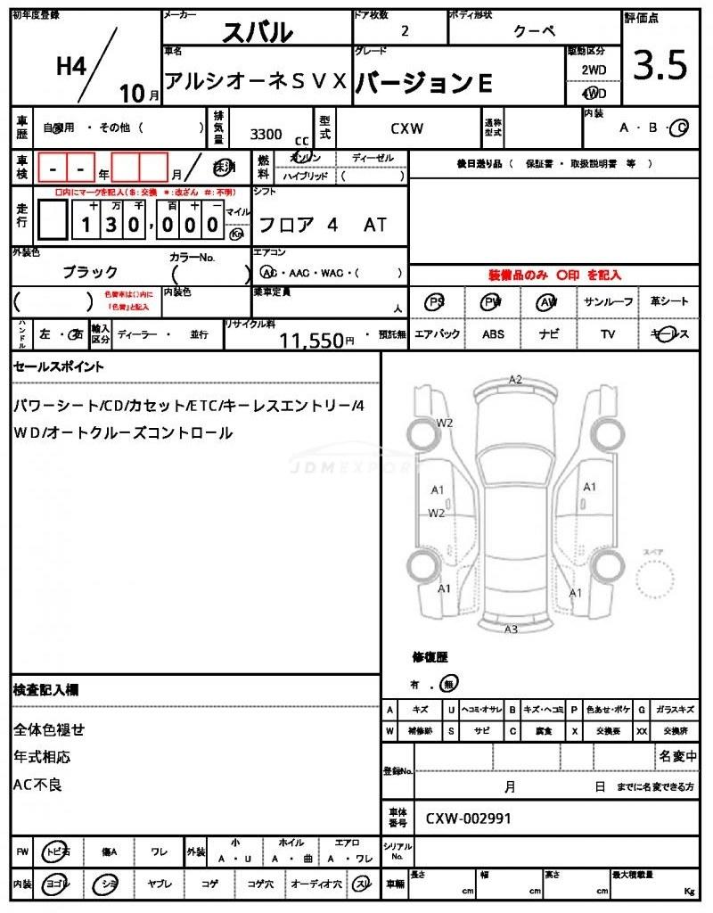 Subaru Alcyone SVX 1992 thumbnail 15