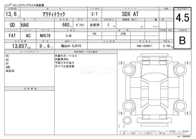 Honda Acty Truck 2001 thumbnail 3
