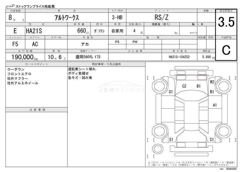 Suzuki Alto Works 1996 thumbnail 3
