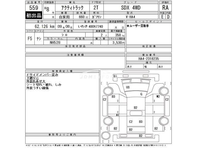Honda Acty Truck 1996 thumbnail 3